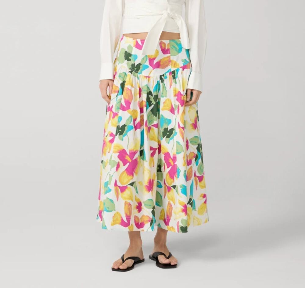 DVF Diane Von Furstenberg Suni Skirt Island Orchid Floral Multi Color Large 14